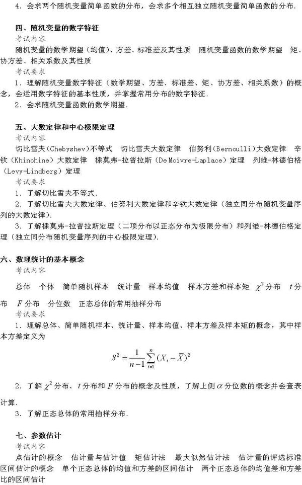 2014考研数学（一）大纲
