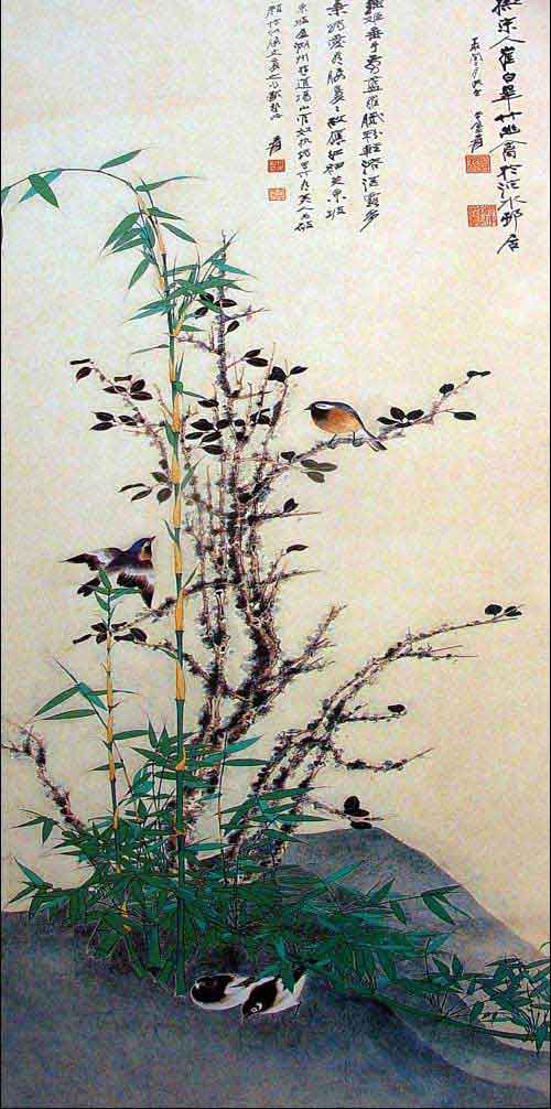 张大千(1899-1983)名爱,号大千,四川内江人。自幼随母学画,一九一七年与兄善同赴日本京都 ,学习绘画及织染工艺。早年专注于传统笔墨, 于石涛尤见功力,其作足可乱真。晚年画风再变,好用青绿及水墨作大泼墨。苍莽不羁,淋漓尽致。