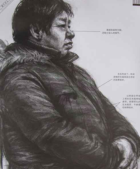  造型严谨，手法生动，衣服部分的灰底铺陈较好