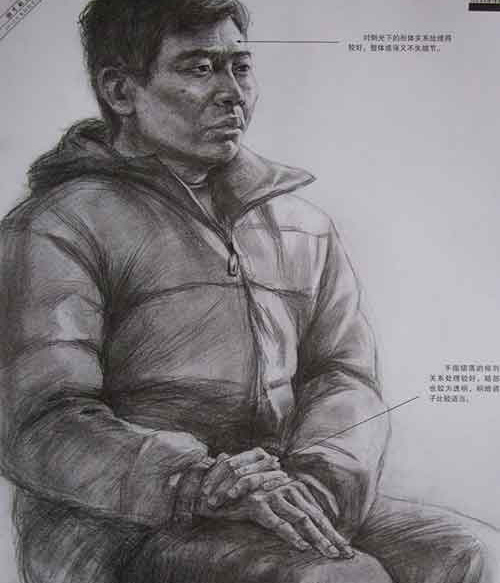 体现出较好的造型能力，人物表情也刻画得较为生动，空间和体积也有较好的表现