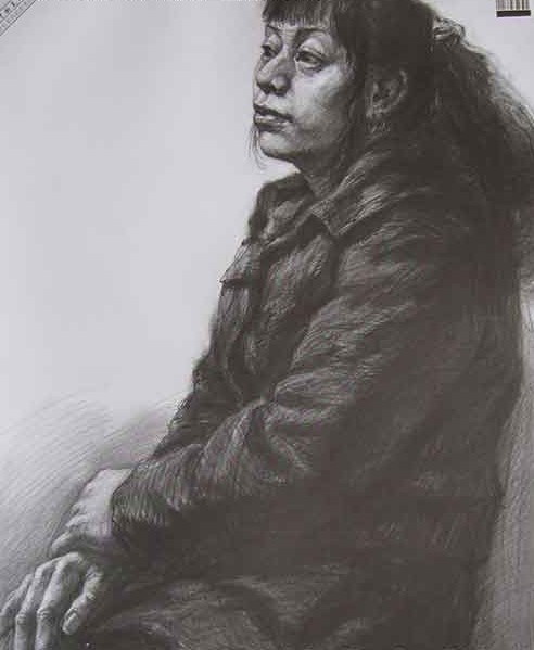 人物神态的刻画较为生动，五官的结构也较为准确，用笔细腻，正面效果也较统一