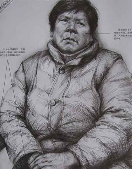 手法较轻松、生动。缺点是大腿部位与上身的关系错位，人物动态显得别扭