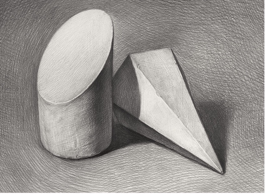 素描 几何体 石膏几何体 素描几何体 六棱锥 切面圆柱