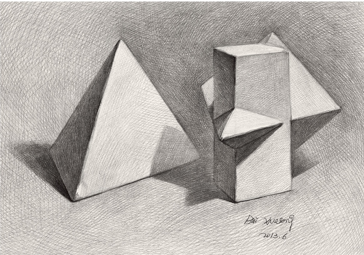 素描 几何体 石膏几何体 素描几何体 三棱锥体 棱锥贯穿体