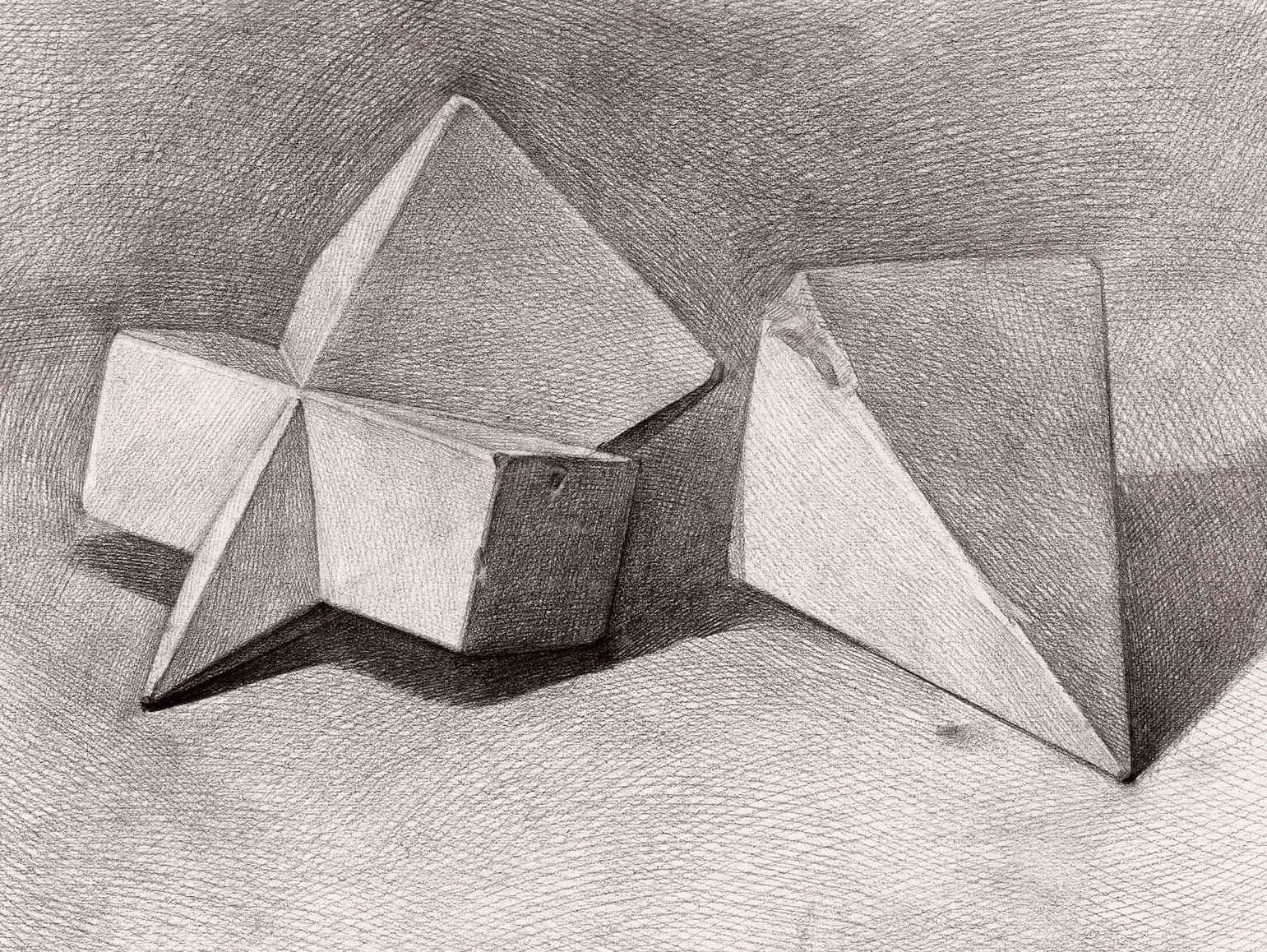 素描 几何体 石膏几何体 素描几何体 四棱锥 棱锥贯穿体