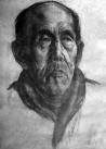 老年人正面素描头像作品