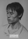 四分之三男青年素描头像作品