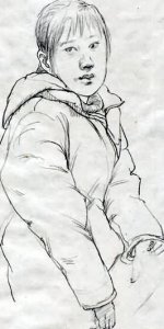 单个人速写写生作品