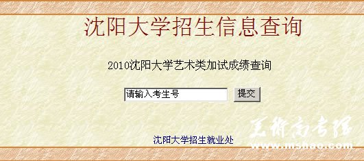 沈阳大学2010年美术高考成绩查询