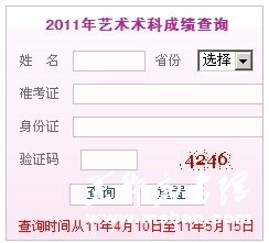 2011年湖南工业大学艺术类专业成绩查询